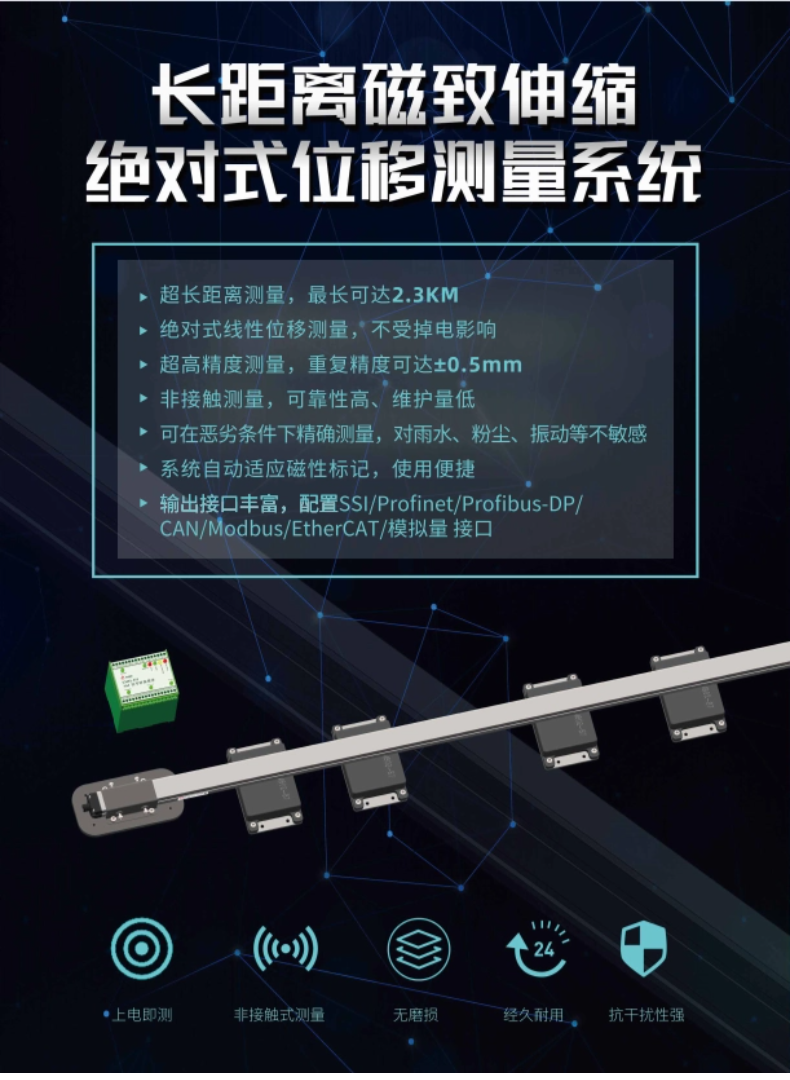 超長量程傳感器_長距離磁致伸縮絕對式位移測量系統(圖2)